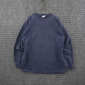 Vintage Pluma Long Sleeve T-Shirt Mens M Navy Blue Heavyweight Cotton USA Made